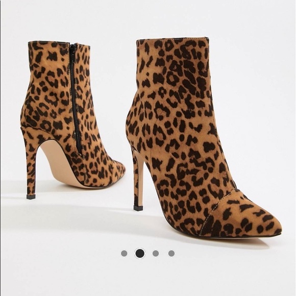 LONDON REBEL LEOPARD STILETTO ANKLE BOOTS - Picture 2 of 11